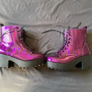 Dolls Kill Purple Holographic Boots